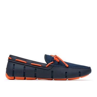 Mocasín Braided Lace marino suela naranja