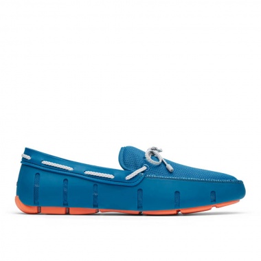 Mocasín Braided Lace azul suela naranja