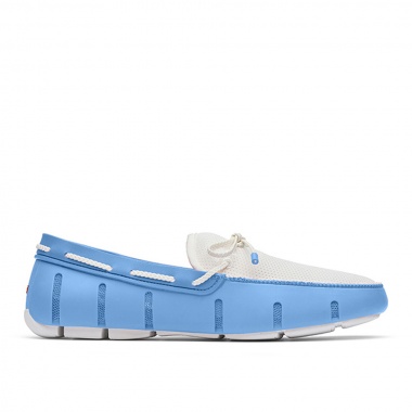 Mocasín Braided Lace celeste suela blanco