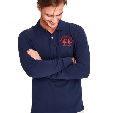 Polo manga larga marino