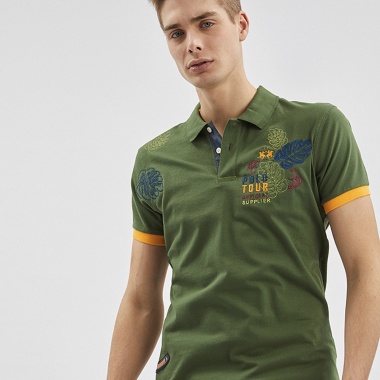 Polo Verde y Amarillo Estampado