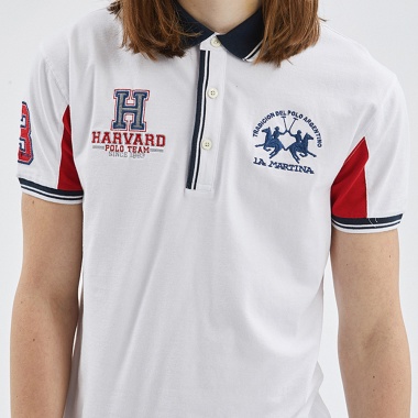 Polo Blanco Manga Corta Estampado