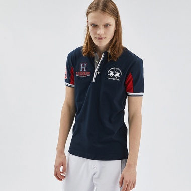 Polo Azul Manga Corta Estampado