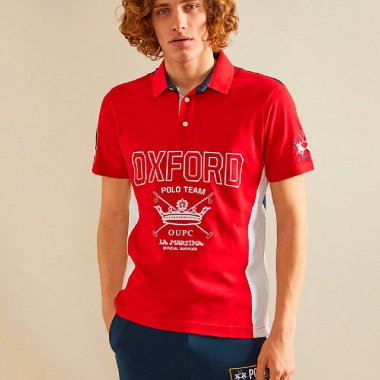 Polo Platone Rojo Estampado