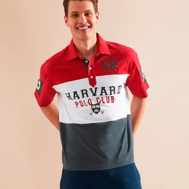 Polo Reynold Rojo, Blanco y Gris