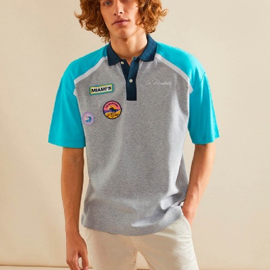 Polo Raphael Azul y Gris