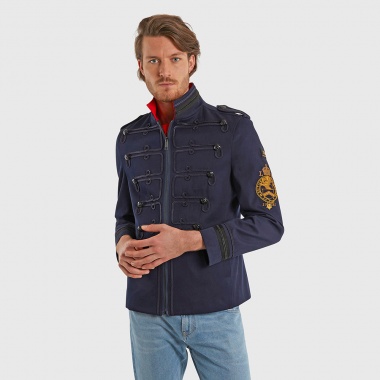 Chaqueta militar azul entallada