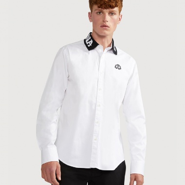 Camisa blanca cuello blanquinegro