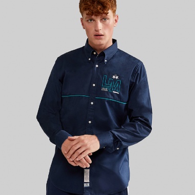 Camisa azul marino diseño LM