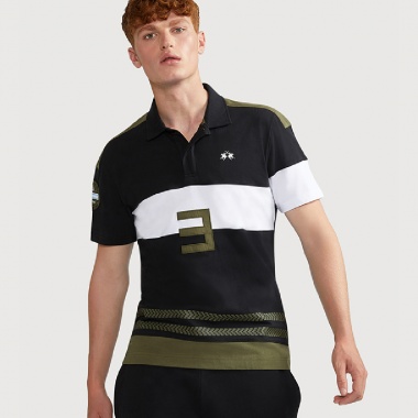 Polo negro, blanco y verde