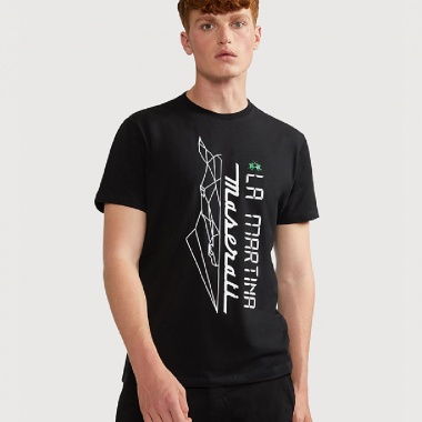 Camiseta negra dibujo blanco y verde