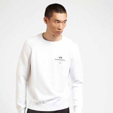 Jersey blanco cuello redondo dos texturas