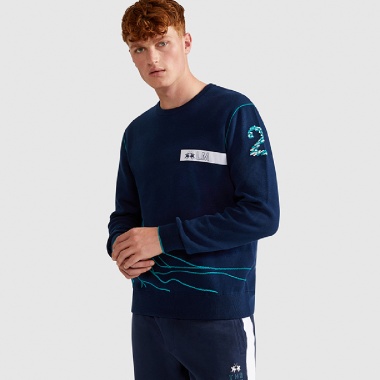 Jersey cuello redondo azul