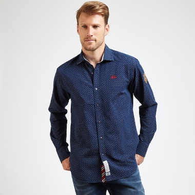 Camisa azul puntos