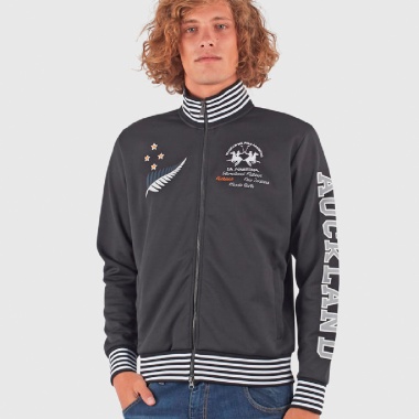 Sudadera negra cuello alto y cremallera