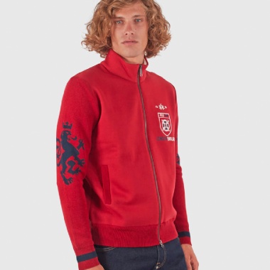 Sudadera roja cuello alto y cremallera