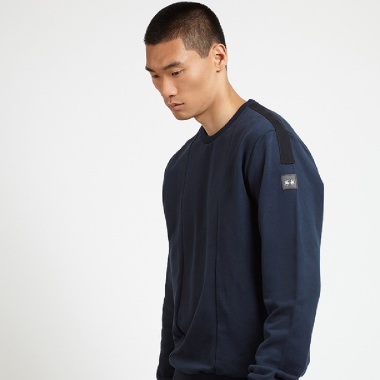 Sudadera marino cuello redondo dos texturas