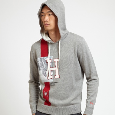 Sudadera gris raya roja vertical