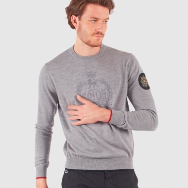 Jersey gris cuello redondo