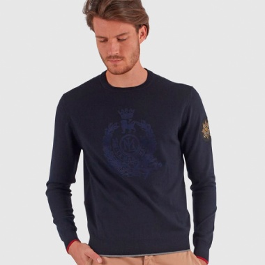Jersey azul oscuro cuello redondo