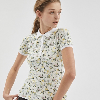 Polo estampado flores verdes