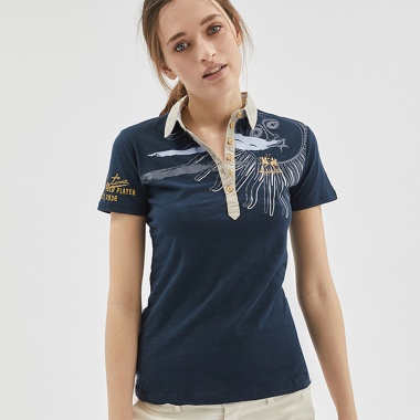 Polo Azul con estampado