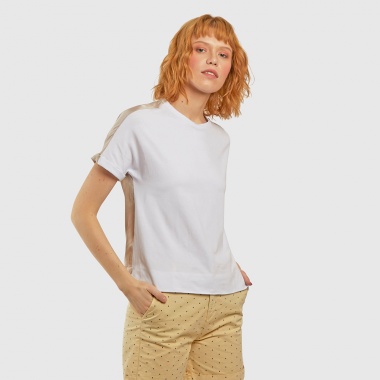Camiseta bicolor blanca marrón