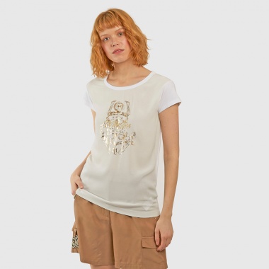 Camiseta blanca escudo dorado