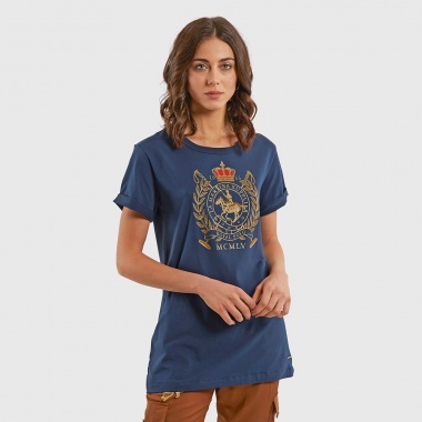 Camiseta azul escudo pecho