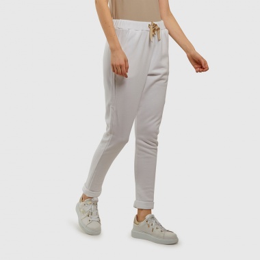 Pantalón deportivo blanco cordón dorado