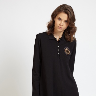 Polo manga larga negro escudo